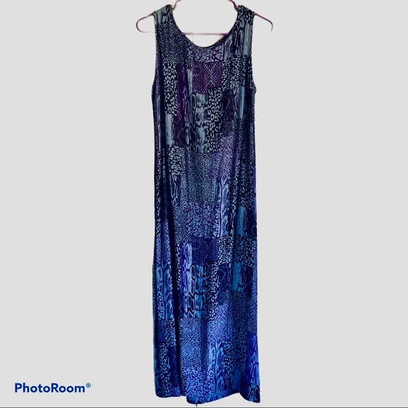 Studio J P R Long Purple Snakeskin Pattern Dress L - Picture 6 of 12